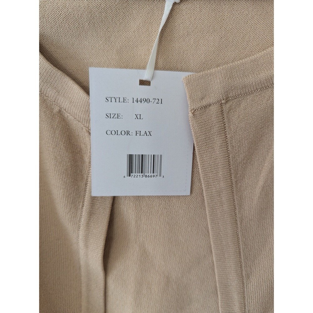 Siani Milano Cardigan Sweater Womens Size XL Flax Tan Open Lace Sleeves Modest - Picture 7 of 10